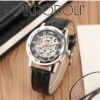 Reloj WINNER Skeleton Silver  Cuero Negro