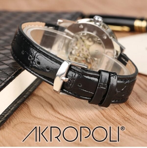 Reloj WINNER Skeleton Silver  Cuero Negro