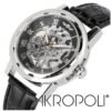 Reloj WINNER Skeleton Silver  Cuero Negro