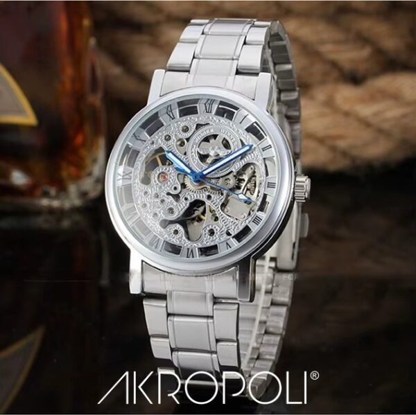 WRG8028M4S3 Reloj WINNER Skeleton Steel Brazalete Plateado