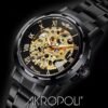 Reloj WINNER Skeleton Dorado Brazalete Negro