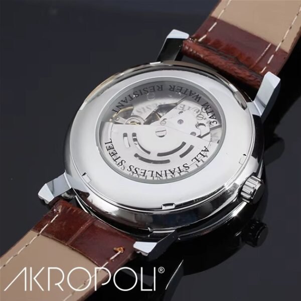 Reloj WINNER Skeleton Silver Cuero Marrón