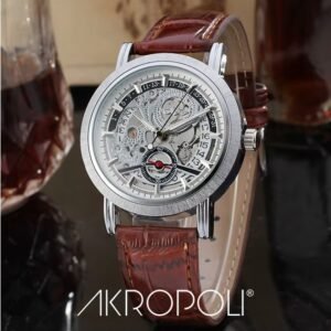 Reloj WINNER Skeleton Silver Cuero Marrón