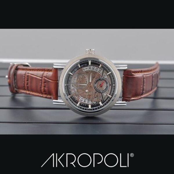 Reloj WINNER Skeleton Silver Cuero Marrón