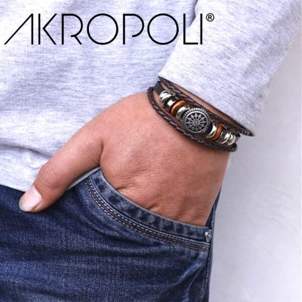 mandala cuero-2 Pulsera Mandala Solar Cuero Café y Detalles Místicos